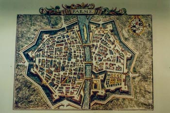 Map of the ancient city of Parma (XIII century), Italy