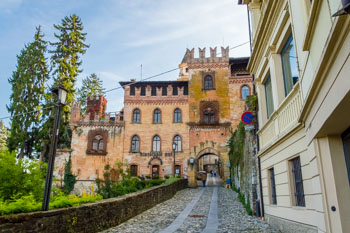 L'accès au centre historique de Castell'Arquato, Parme, Italie