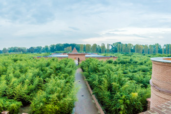 Vista del Laberinto de la Masone desde el techo panorámico, Parma, Italia